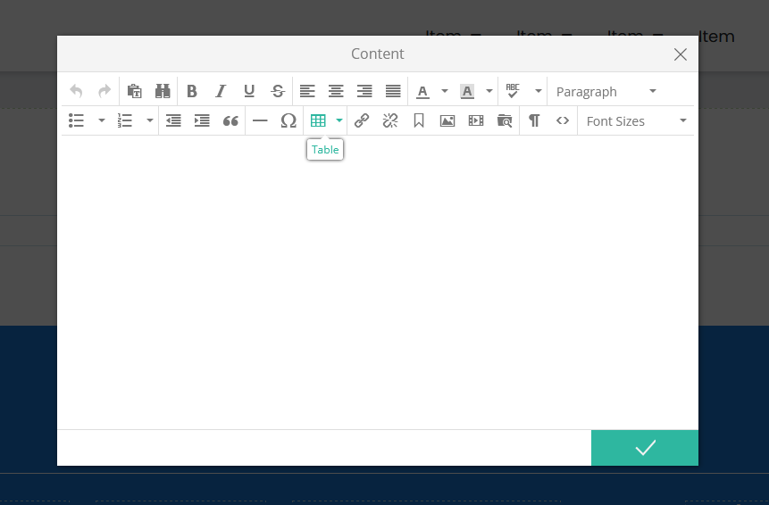 WYSIWYG content area ready for editing