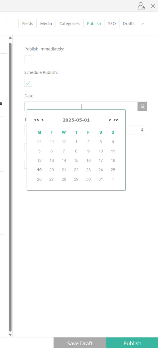 blog post date selector