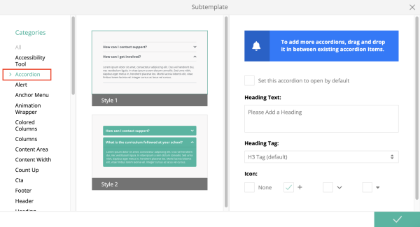 accordion subtemplate category