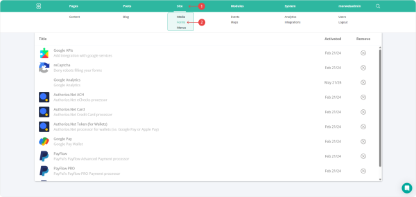 Dragging the Captcha widget into the form editor