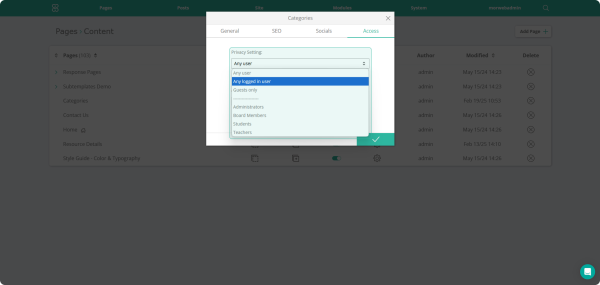 privacy settings dropdown