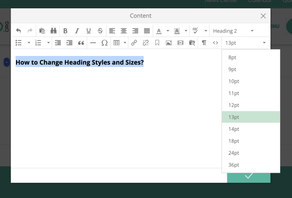 Font Size Example