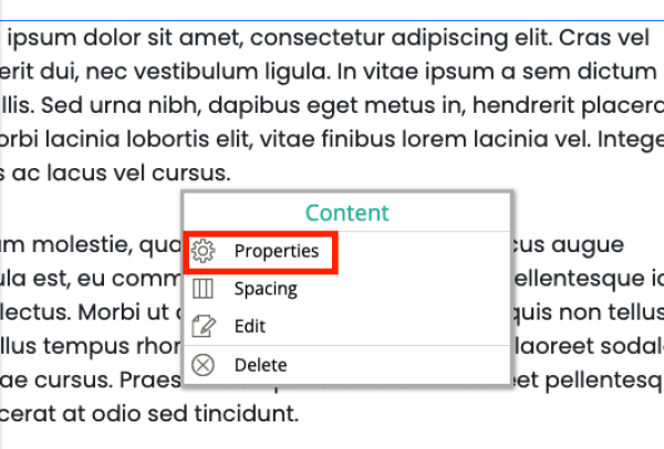 right click dropdown with Properties highlighted