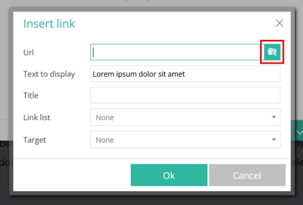 link browse button