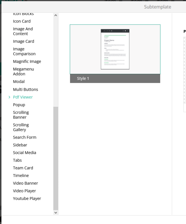 PDF viewer subtemplate