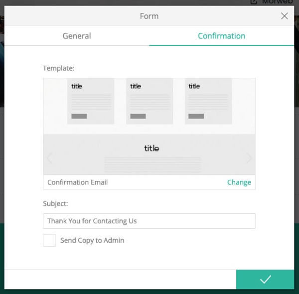 form confirmation email settings