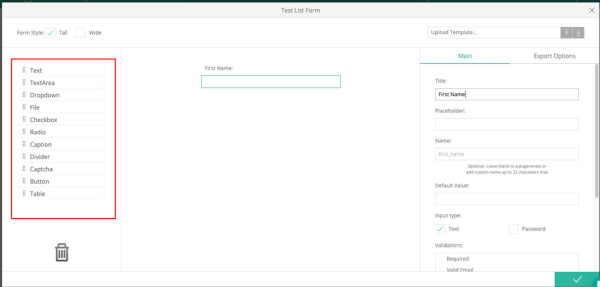 form field options