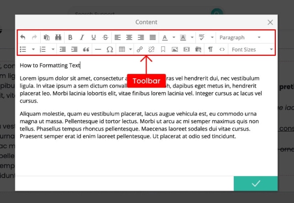 text editor toolbar