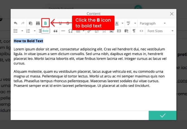 text editor bold button
