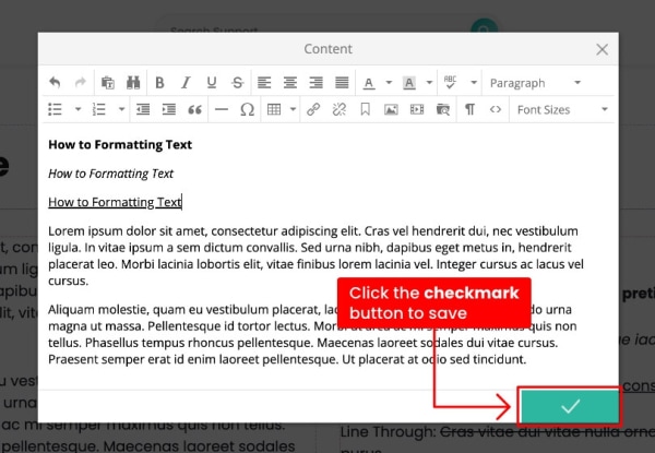 text editor save button
