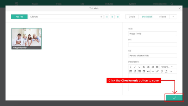 Save image button highlighted
