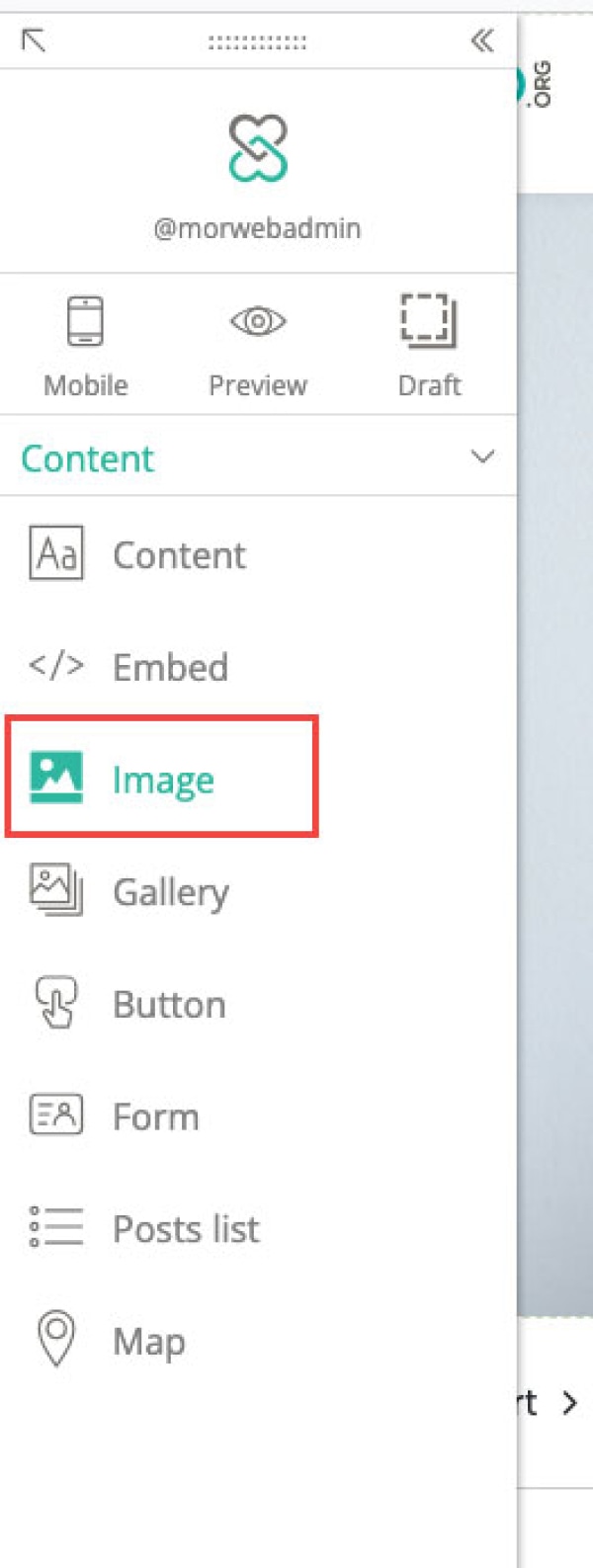 Drag and drop the Image Widget