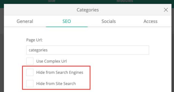 page seo settings