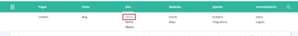 backend menu with media highlighted