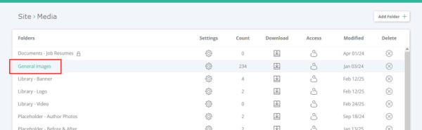 click the name of the folder you want to edit