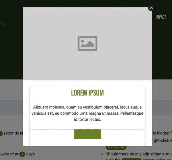 morweb popup subtemplate on a page