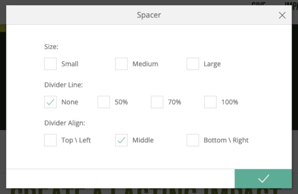 spacer window with options for adjusting it