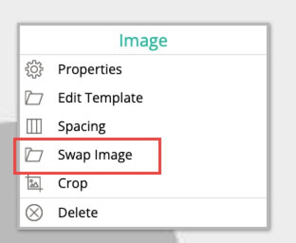 right click dropdown with swap image highlighted