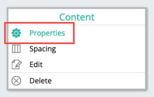 dropdown with Properties highlighted
